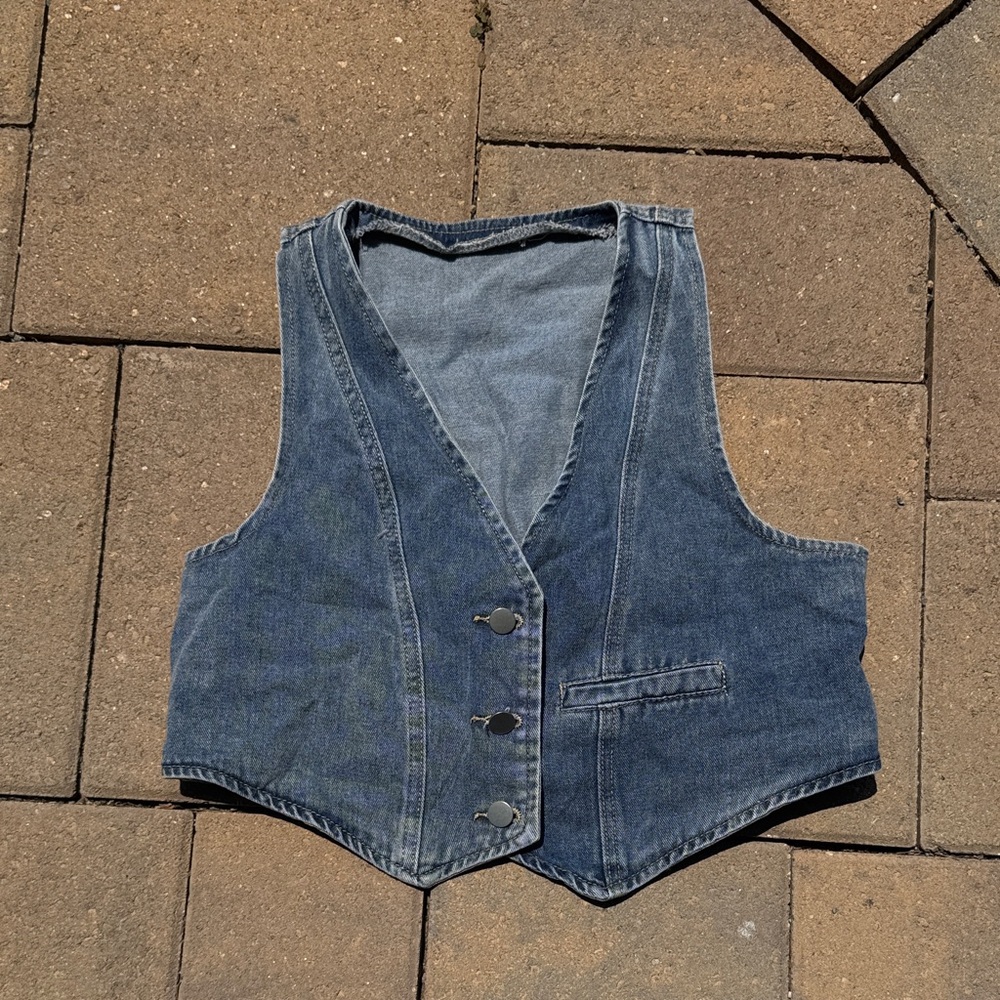 Denim Button-Up Vest